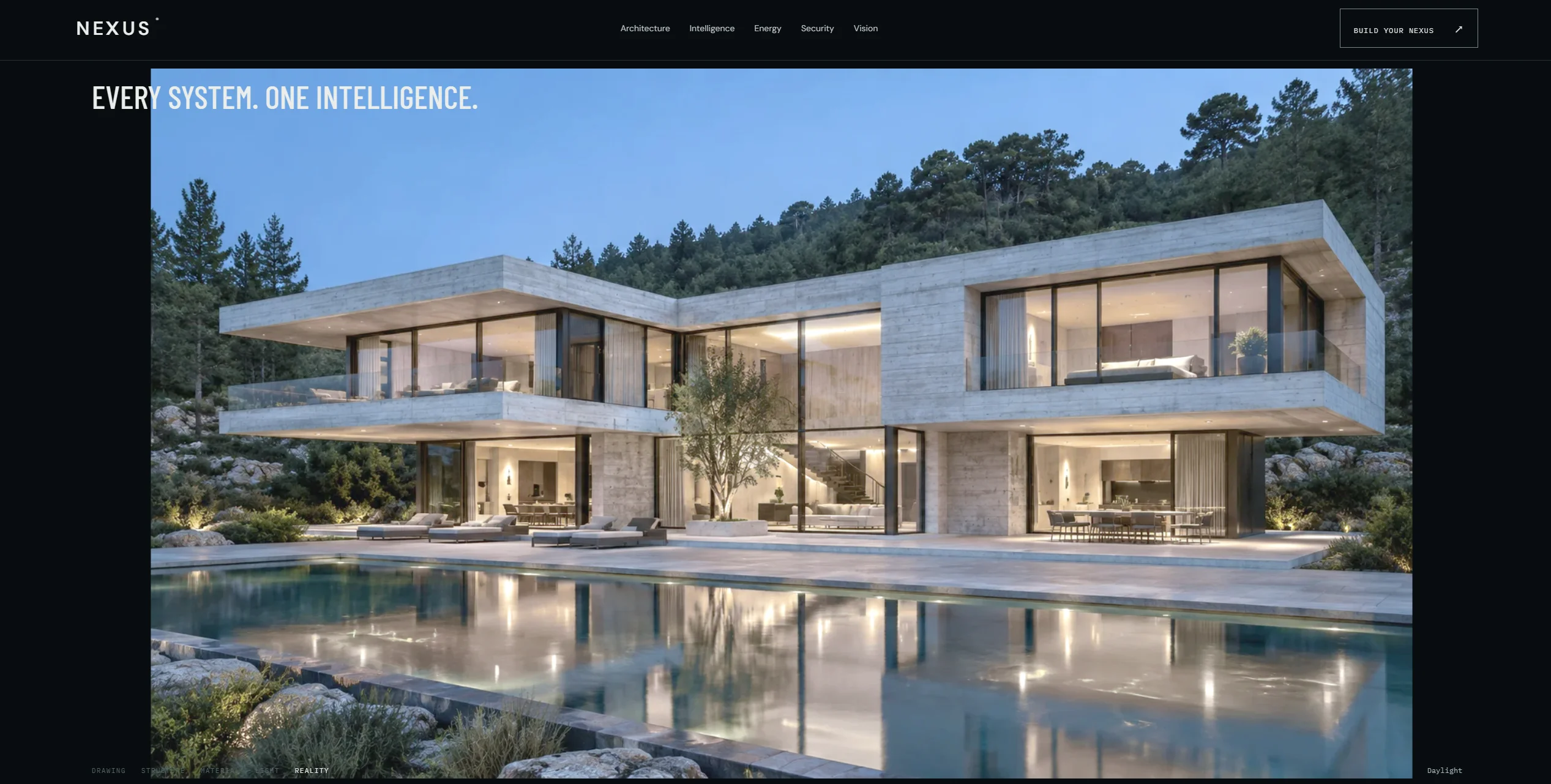 Nexus website: contemporary architecture and a connected-home story